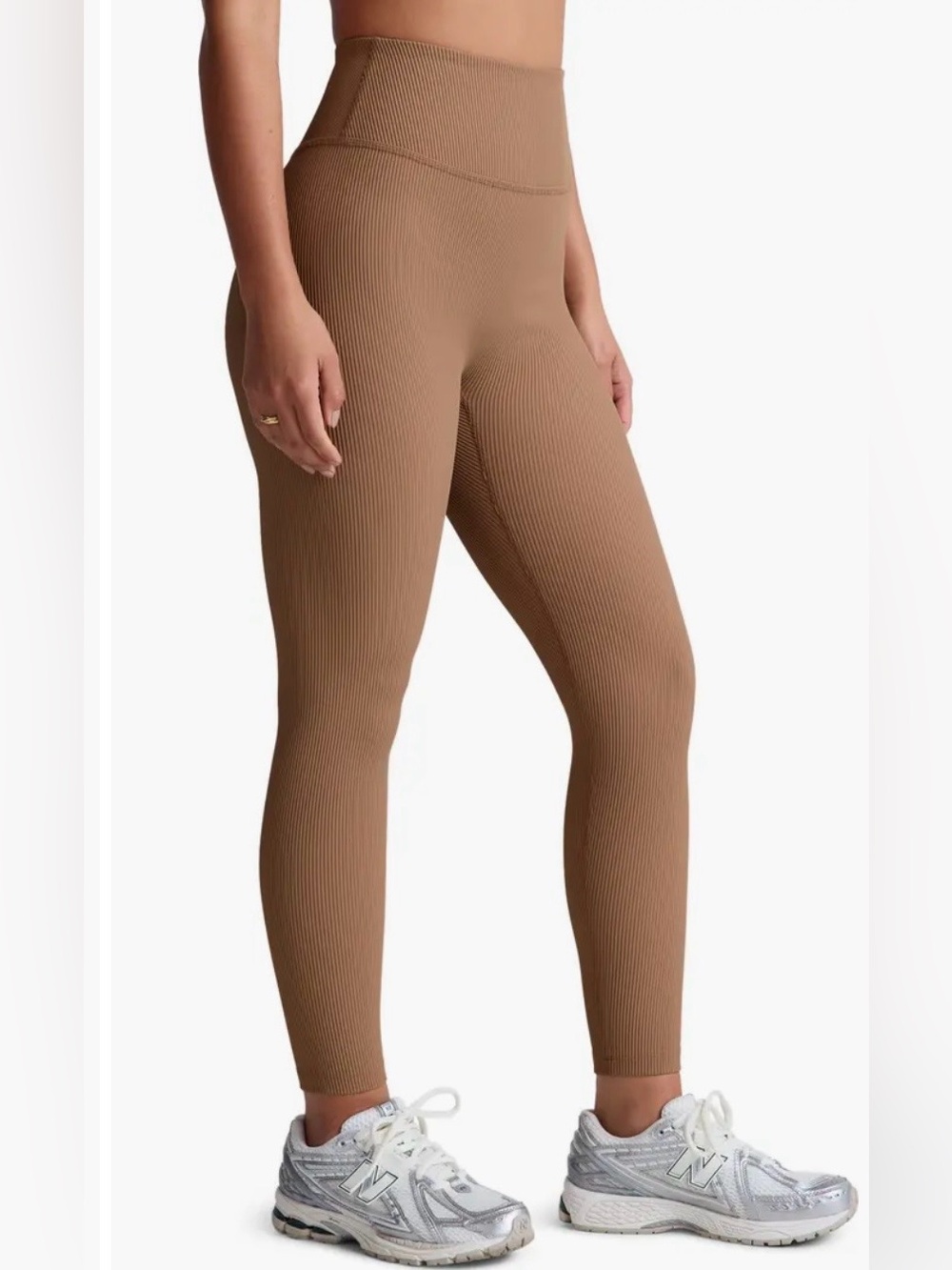 Ribbed High Waist Active Leggings Brown/Taupe Size M 🤎